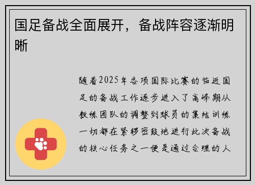 国足备战全面展开，备战阵容逐渐明晰